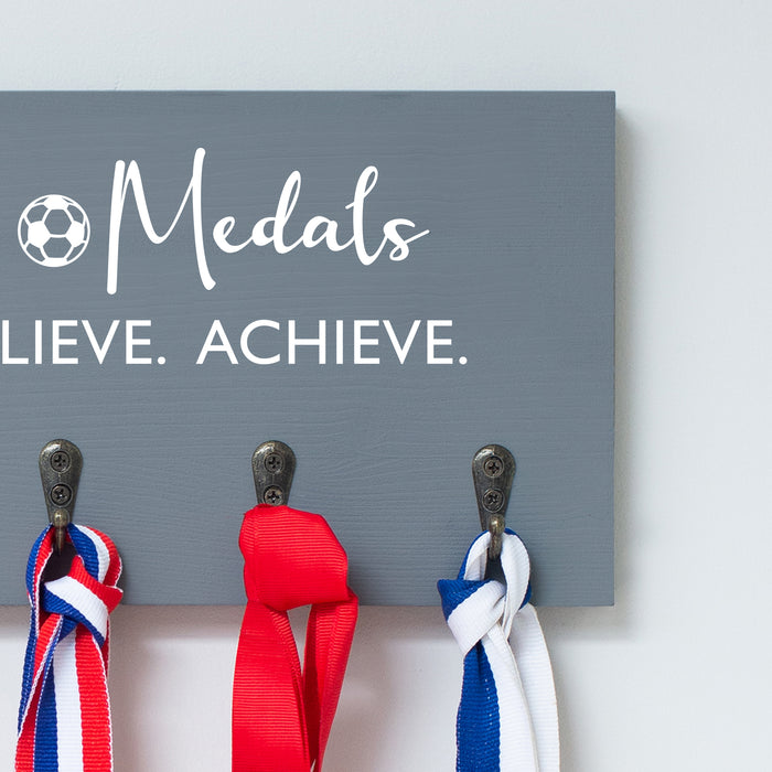 Football Medal Display Holder Personalised Solid Wood